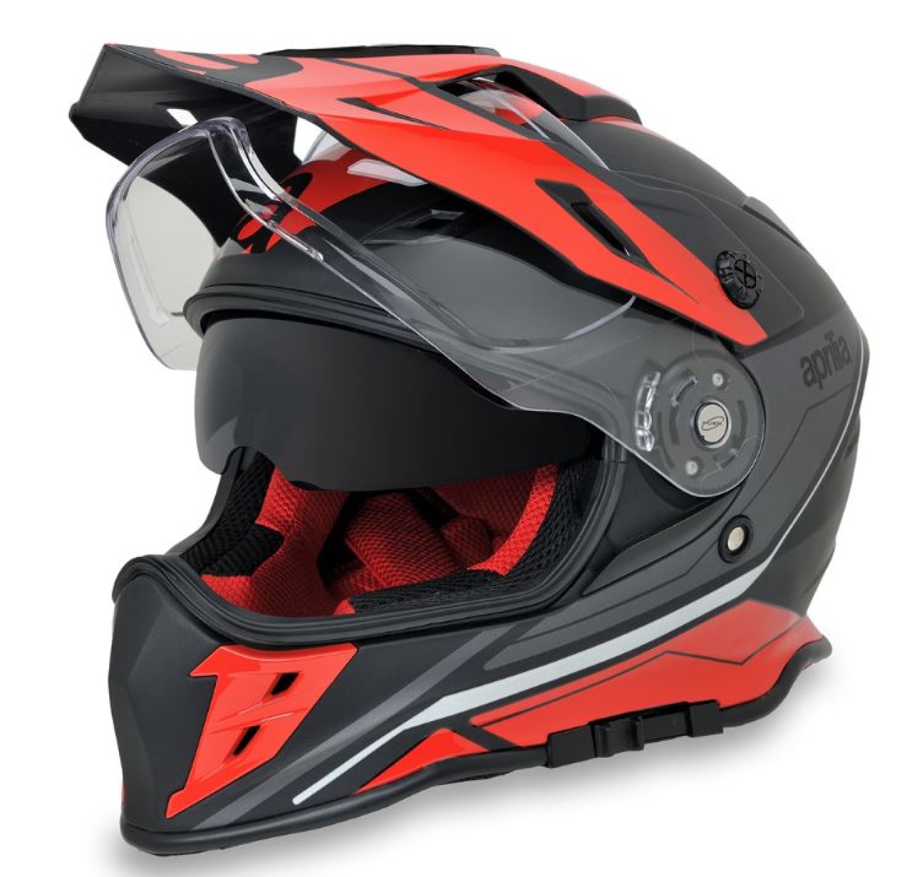 6 - Aprilia Off Road Helm Multiroad, schwarz, rot, matt, XL, Thermoplast, ECE 22.06