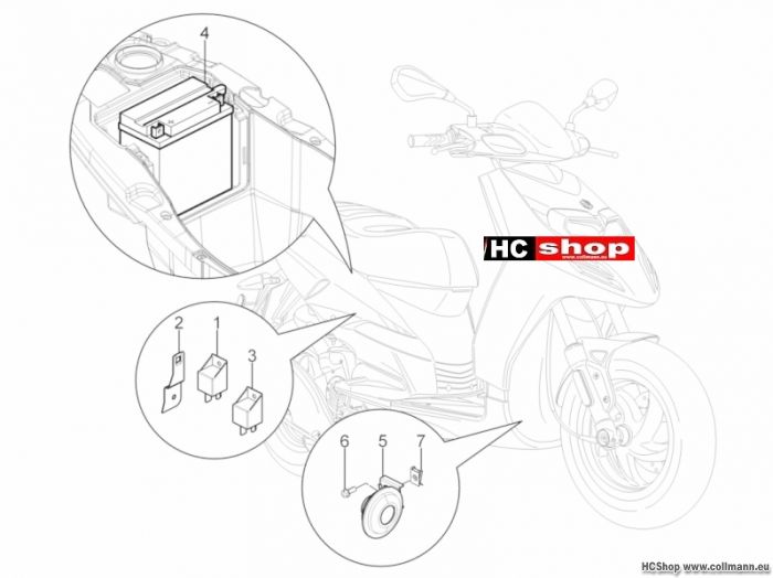 Piaggio Fernschalteren - Batterie - TPH 125