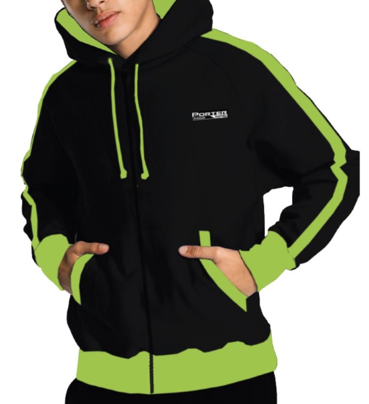 Piaggio Sweatshirt mit Reißverschluss und Kapuze, Herren, schwarz/grün