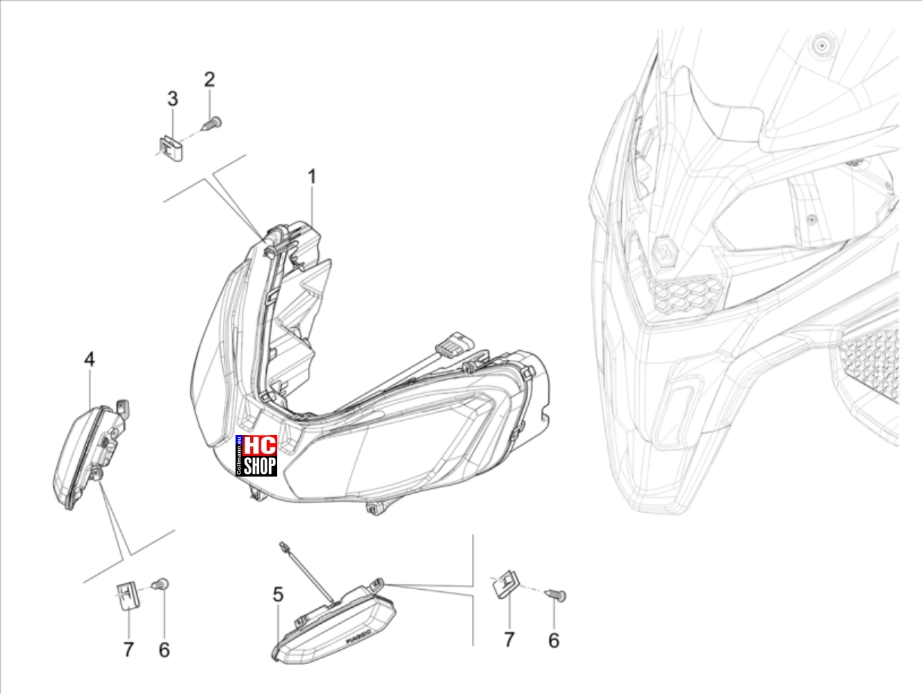 Piaggio MP3 400 hpe RST Classic-Sport Elektrische Anlage Vorderleuchten - Blinkleuchten