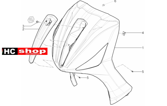 Piaggio Beverly 350 E4 Sport Touring Fahrgestell Frontschild