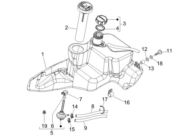 Piaggio Fly 50 2T Benzintank