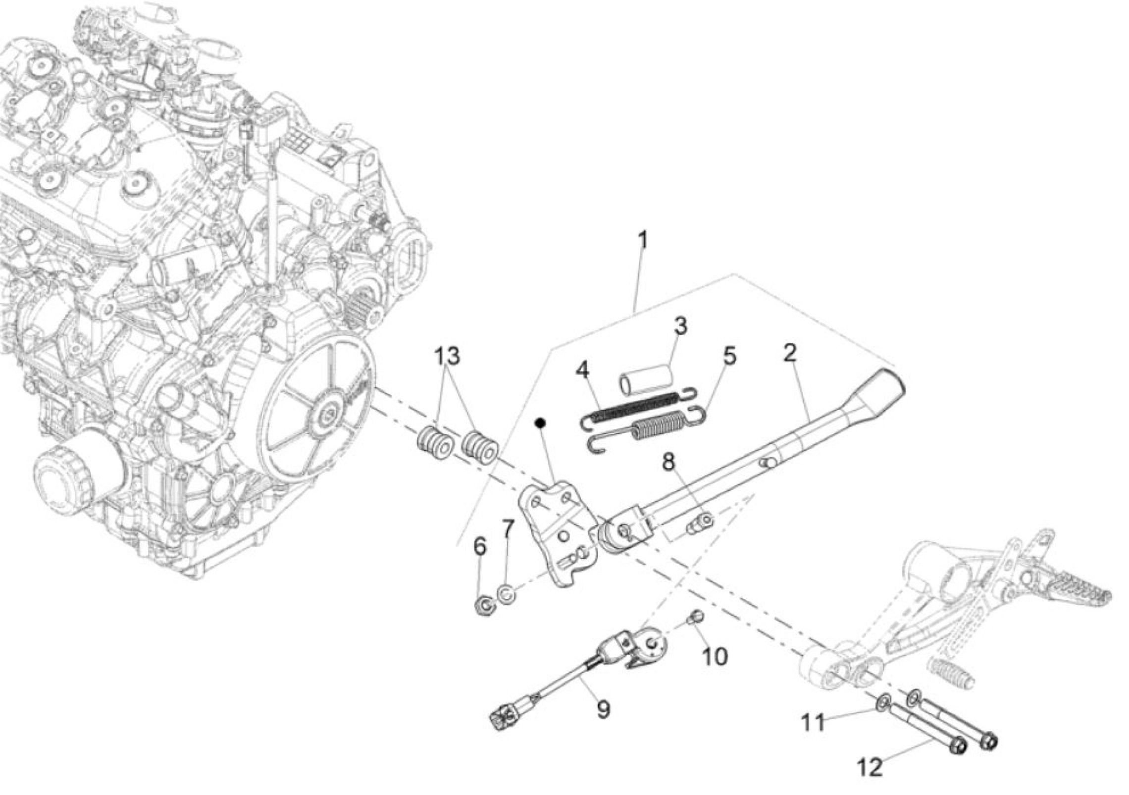 Explosionszeichnung Aprilia RS 457 8V / Tuono 457 E5+ Hauptständer