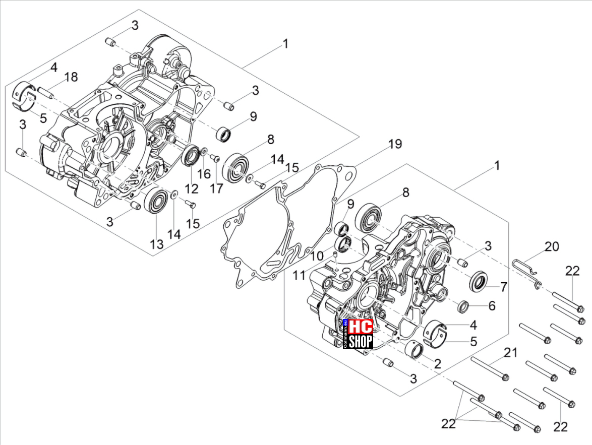 Aprilia RS 125 Replica ABS E5 Motor Gehäuse I