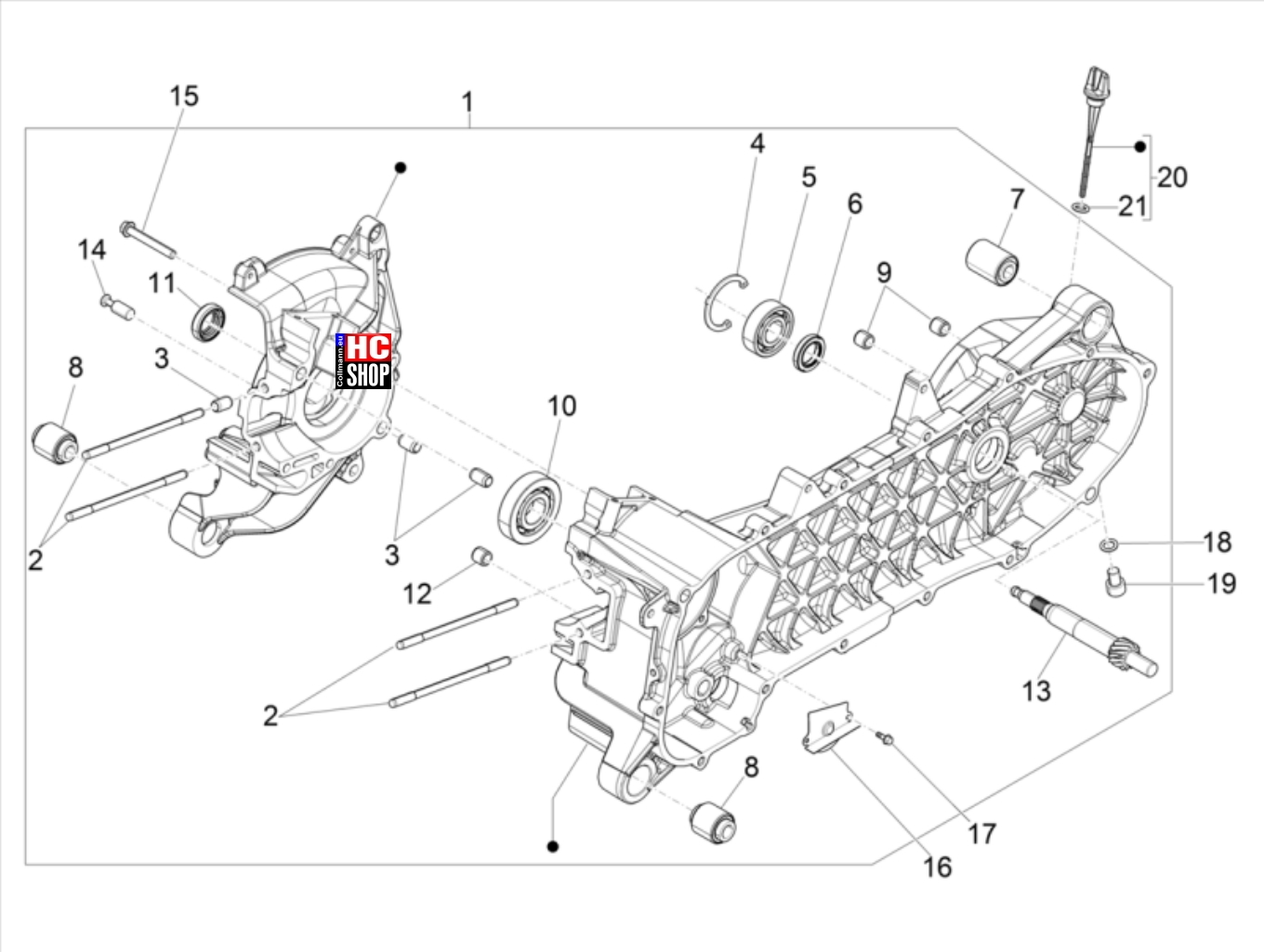 Piaggio Liberty 50 IGET E5 Motor Kurbelwellengehäuse