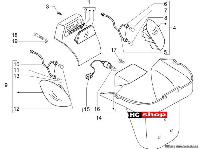 Piaggio Hinterleuchten - Blinkleuchten X9 250