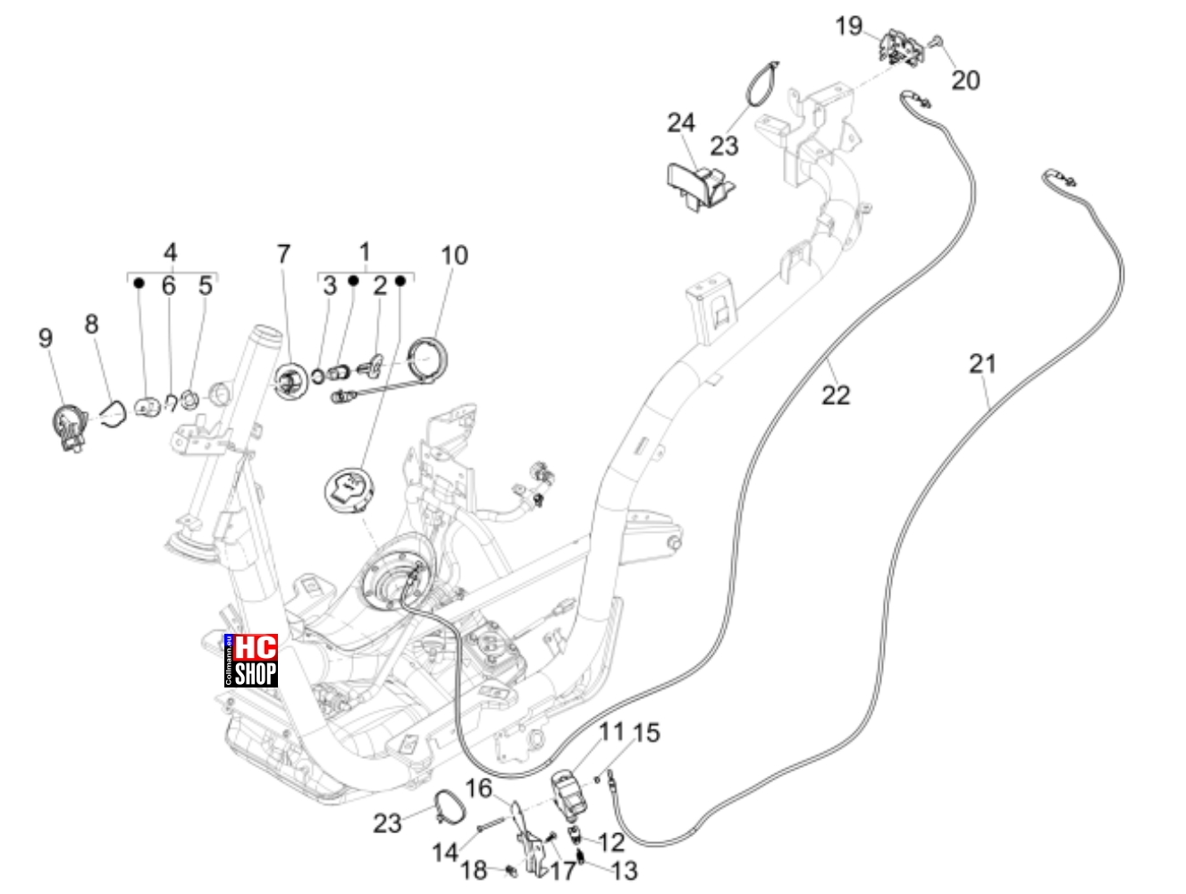 Piaggio Medley 125 E5 Fahrgestell Schloßen