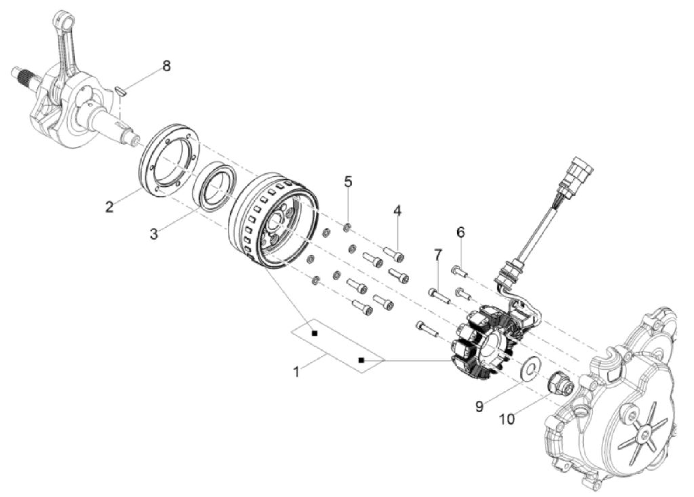 Explosionszeichnung Aprilia RS 125 E5+ u. a. Lichtmaschine