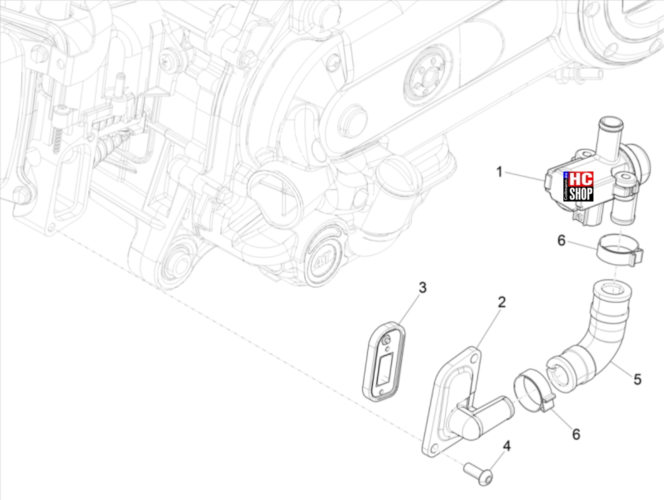 Piaggio Liberty 50 IGET E5 Motor Gehäuse Nebenluft