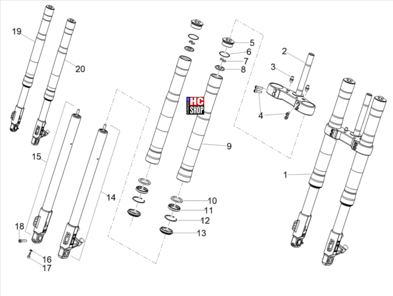 Aprilia RS 125 ABS E5 - Radaufhängungen - Vordergabel Ming Xing