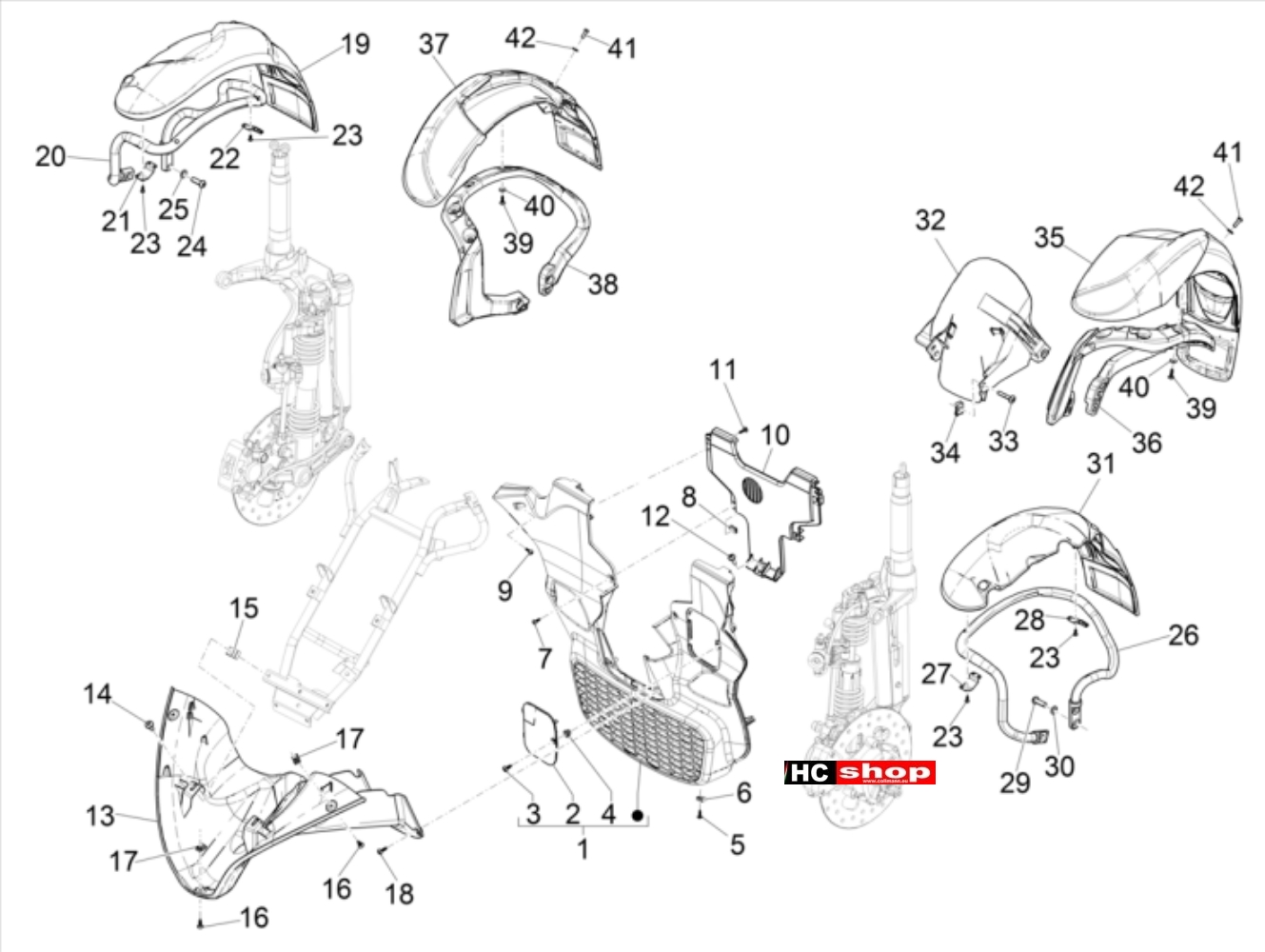 PIAGGIO MP3 300 HPE - 300 HPE SPORT Fahrgestell Karosserien Radgehäuse - Radkotflügel