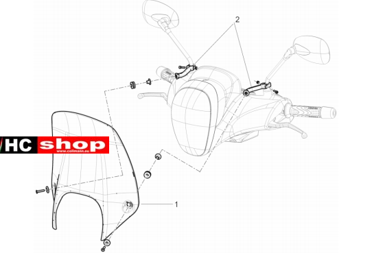 Piaggio Beverly 350 E4 Sport Touring Fahrgestell Windschutzscheibe