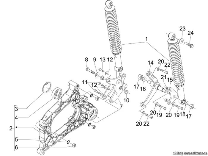 Piaggio Hintere Radaufhängung - Stoßdämpfer MP3 125 Ibrido