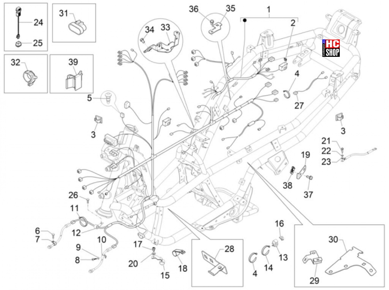 Piaggio MP3 400 HPE E5  Elektrische Anlage - Hauptkabelbaum