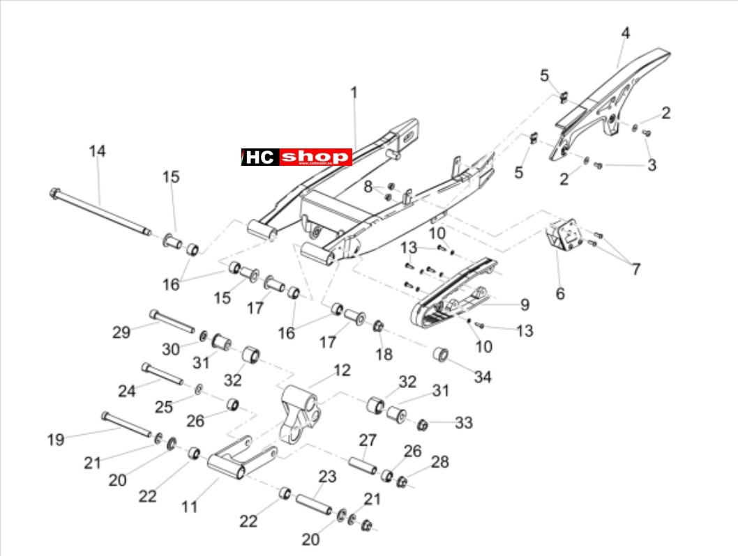 Aprilia RX 125 ABS Fahrgestell Radschwinge