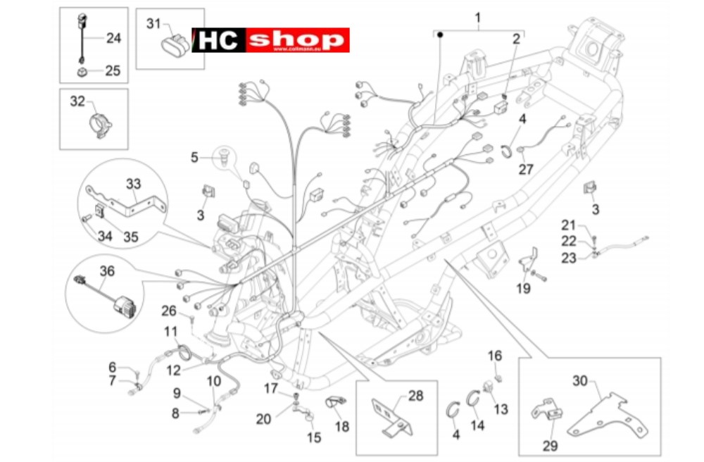 Piaggio MP3 500 LT Sport - Business Elektr. Anlage Hauptkabelbaum