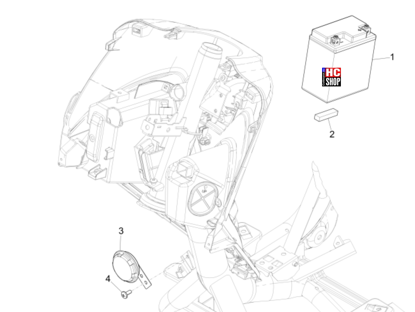 Piaggio Medley 125 E5 Elektrische Anlage Fernschalter- Batterie - Hupe