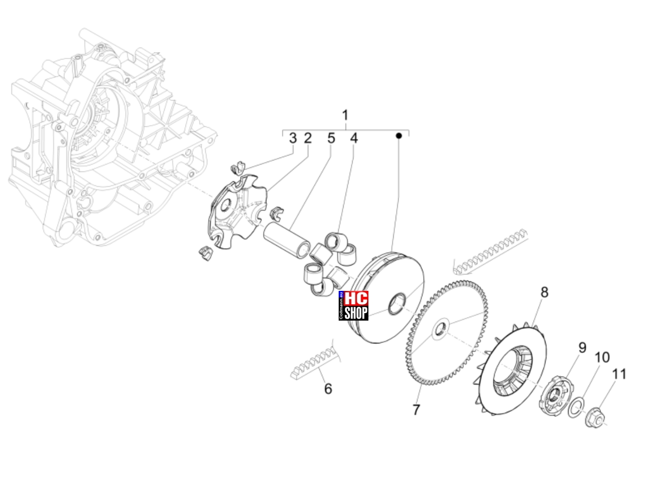 Piaggio Liberty 50 IGET E5 Motor Antriebsriemenscheibe