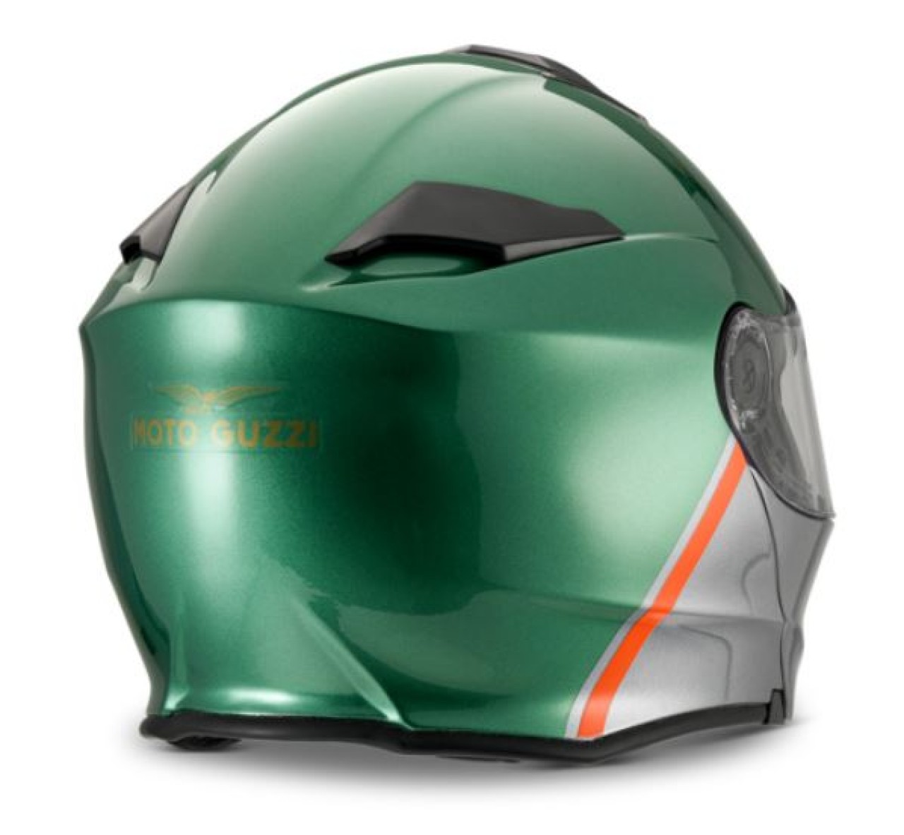 Moto Guzzi Klapphelm mit Bluetooth, grün-silber glänzend, ECE 22.06