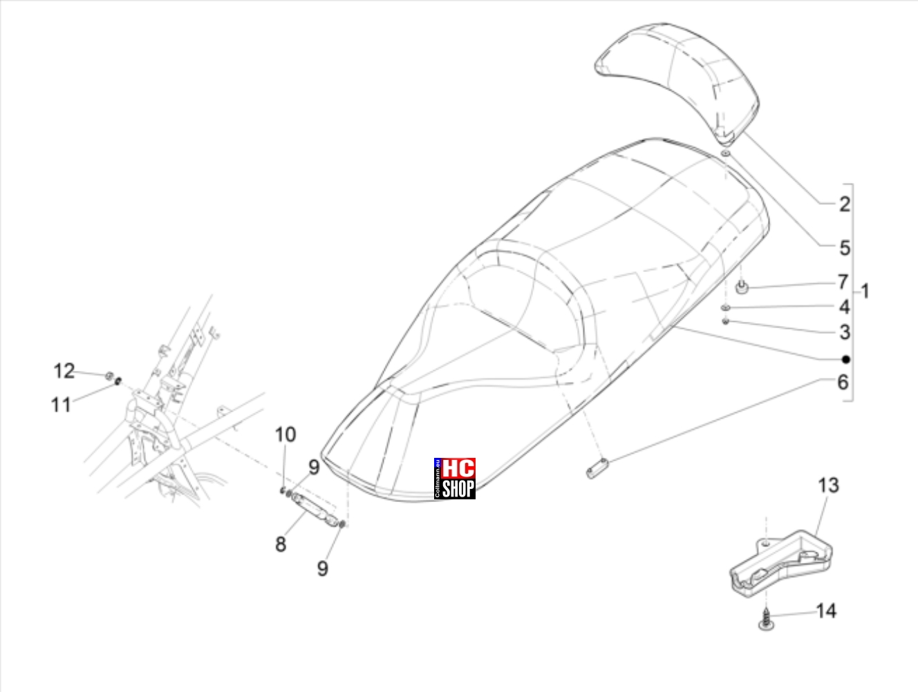 Piaggio MP3 500 Sport Advanced E5 Fahrgestell - Karosserie Sitzbank