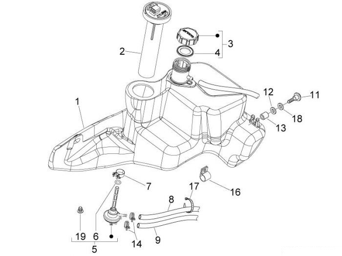Piaggio Benzintank Fly 50 2T
