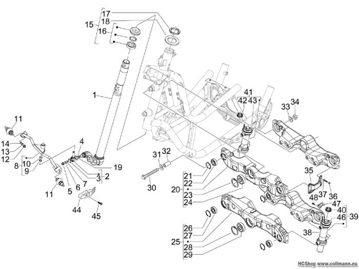 Piaggio Gabel/Lenkerleitung Steuersat MP3 400 LT Touring