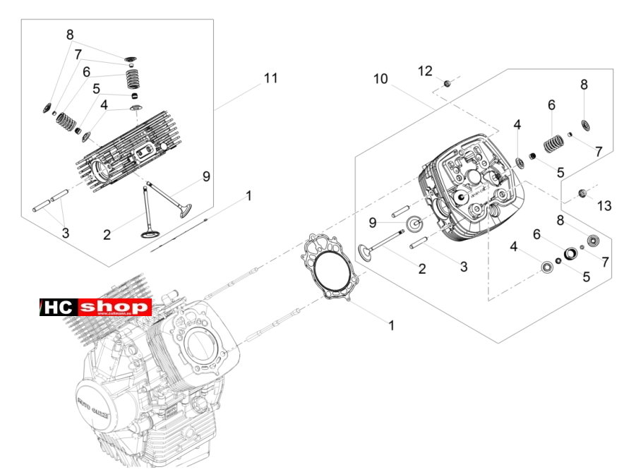 Moto Guzzi V7 III 750 ABS E4 - Motor Zylinderkopfventile