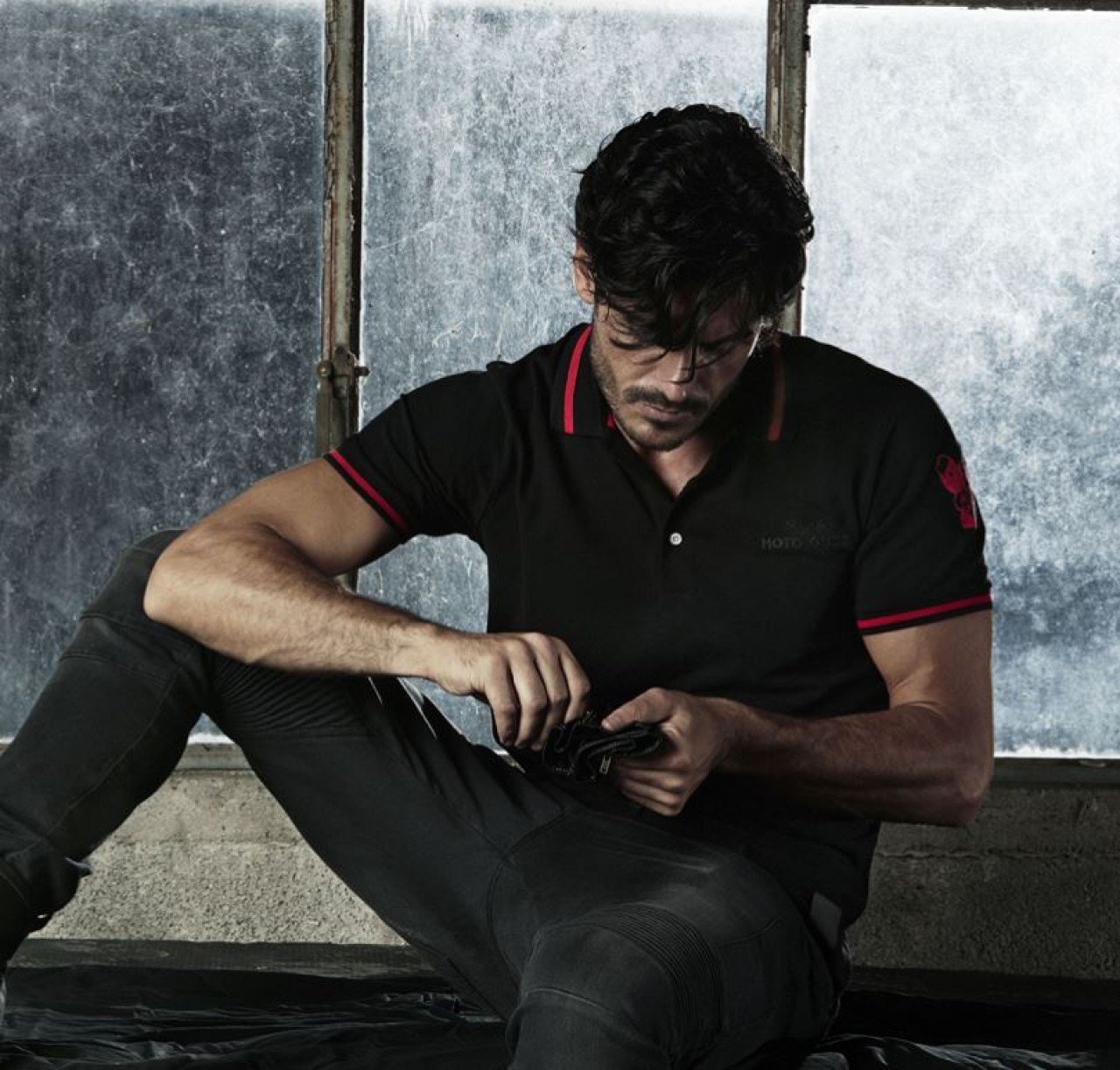 Moto Guzzi Classic Herren Polo Shirt schwarz