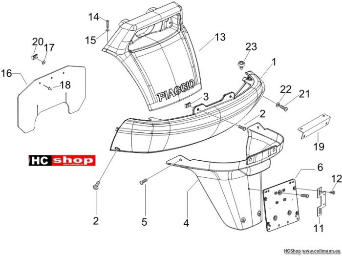 Piaggio Hinterabdeckung - Kotflügellappen X9 500