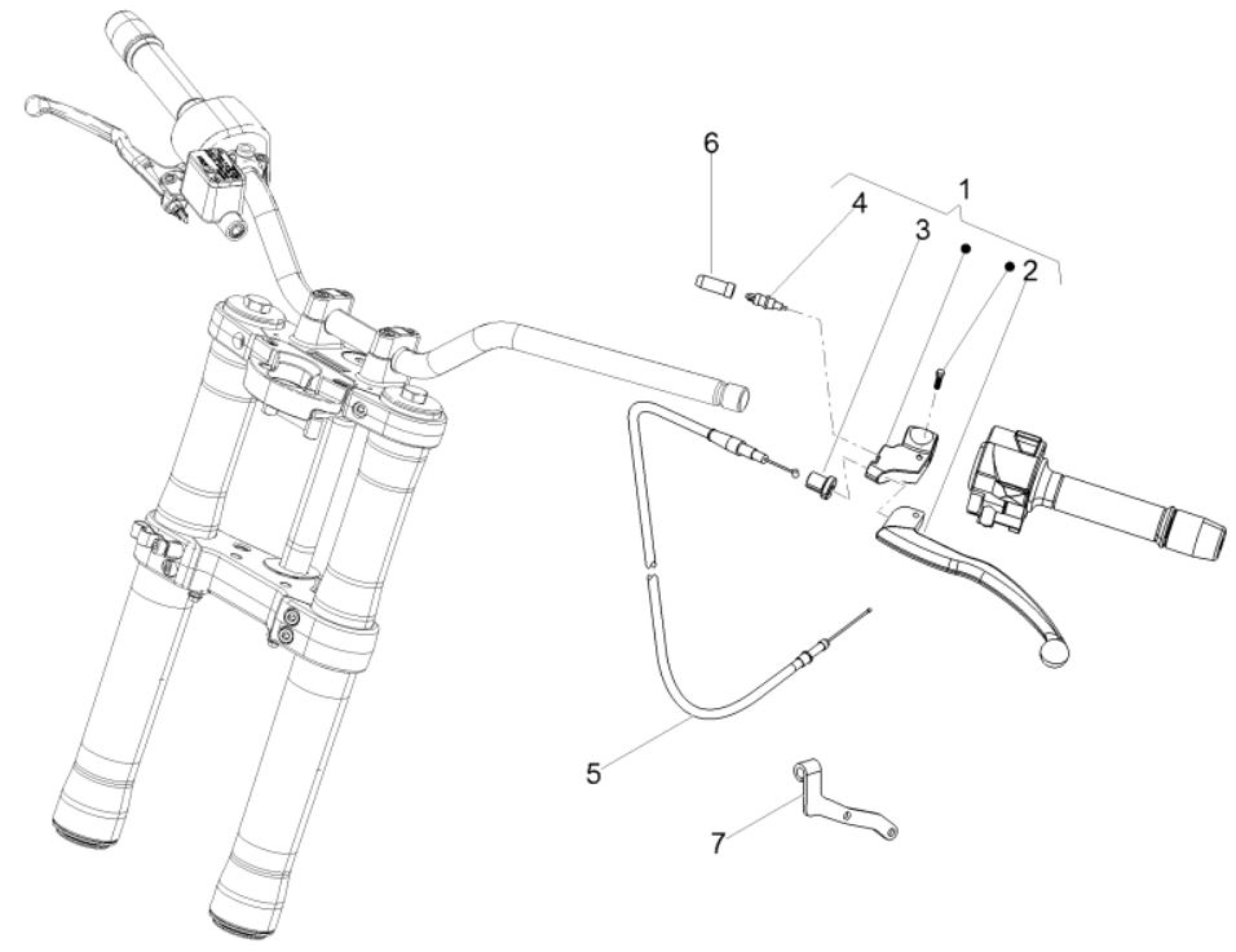 Explosionszeichnung Aprilia Tuono 125 / Tuono 125 ABS / Tuono 125 E5+ Lenker links