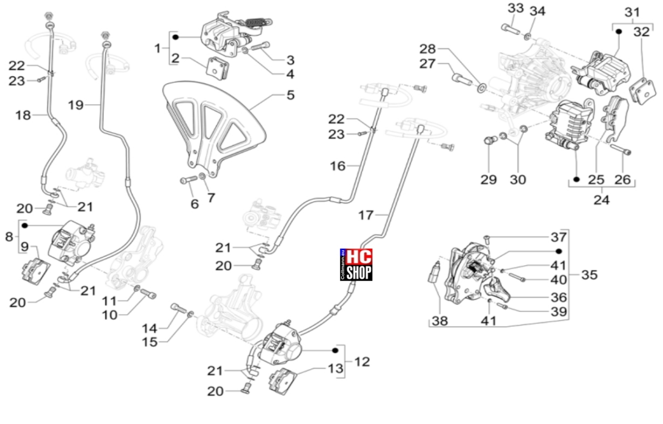 Piaggio MP3 530 HPE Exclusive E5 Bremschlauchen - Bremszangen (ABS)