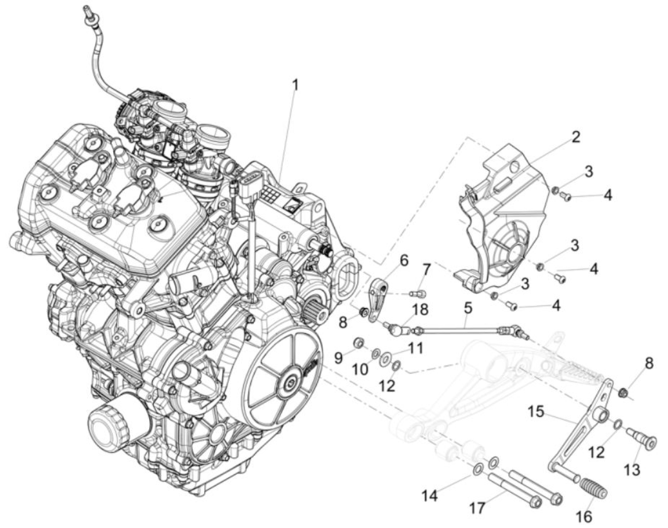 Explosionszeichnung Aprilia RS 457 8V / Tuono 457 E5+ Motor (2024)