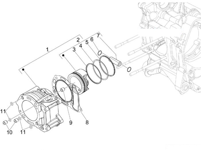 Piaggio Einheit Zylinder-Kolben-Kolbenbolzen X7 300