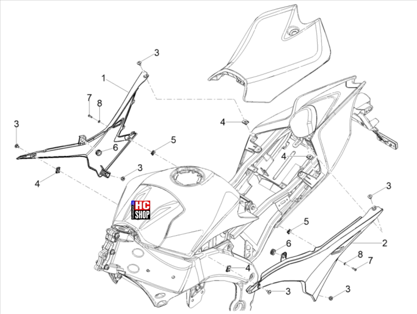 Aprilia RS 125 ABS E5 - Aufbau - Mittlerer Aufbau