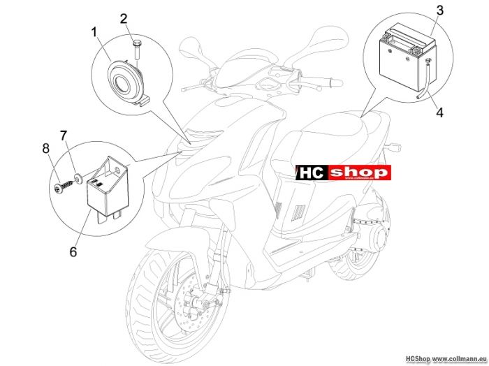Piaggio Fernschalteren - Batterie NRG DD Sp