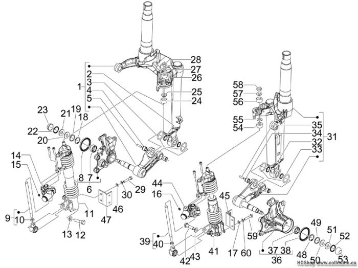 Piaggio Bestandteile der Gabel MP3 125 Ibrido