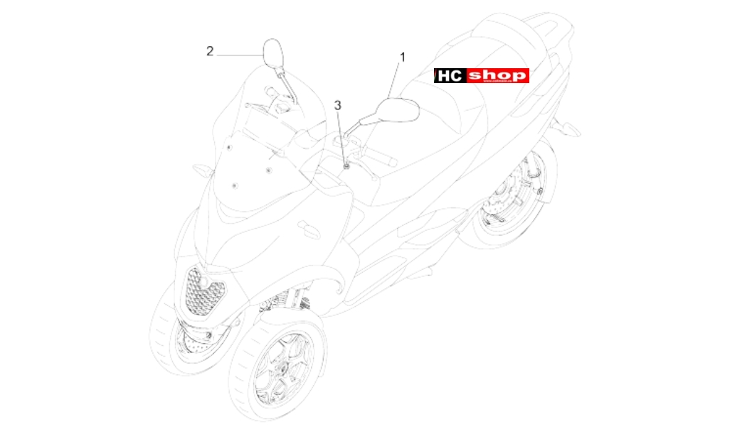 PIAGGIO MP3 500 MAXI SPORT BUSINESS Fahrgestell Karosserien Rückspiegel