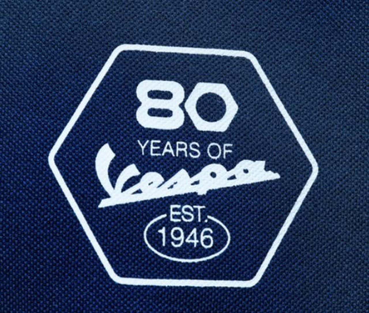 Vespa Polo Shirt aus Baumwolle blau, Jubiläum Vespa 80th