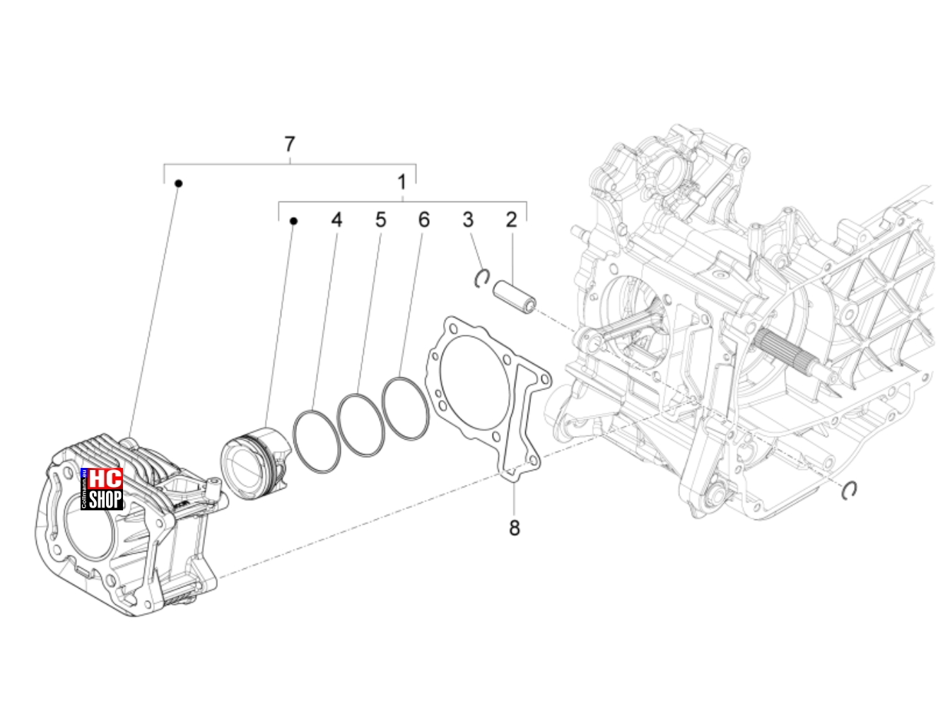 Piaggio Liberty 50 IGET E5 Motor Einheit Zylinder-Kolben-Kolbenbolzen
