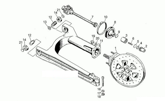 Moto Guzzi V65 Custem Hinterradschwinge Legier.