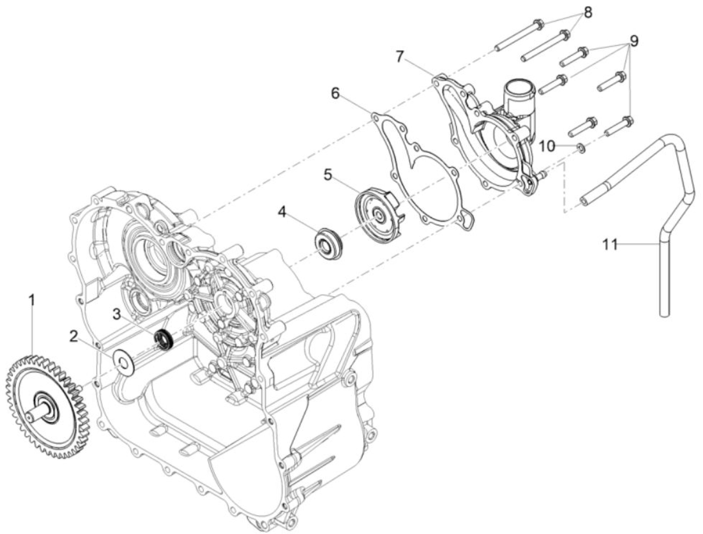 Explosionszeichnung Moto Guzzi Stelvio E5+ u. a. Wasserpumpe