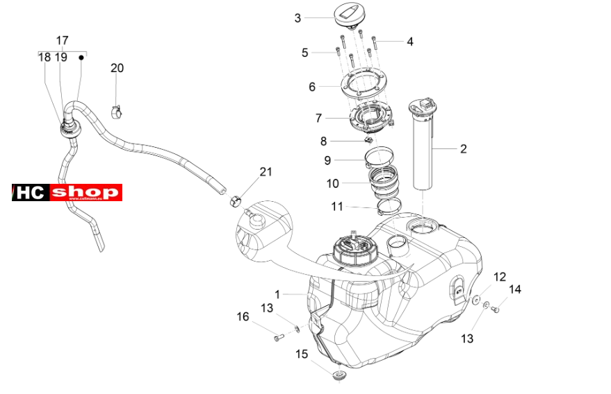Piaggio Beverly 300 ABS Fahrgestell Benzintank