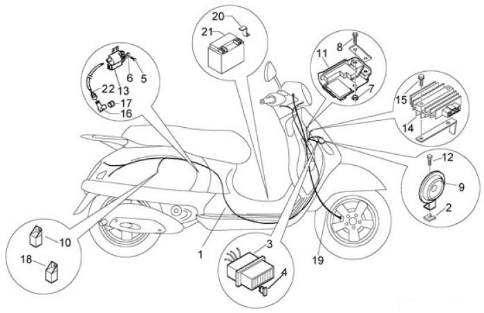 Vespa Elektrische ausrüstung-hupe Granturismo 200 L