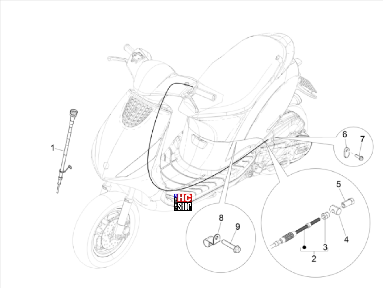 Piaggio ZIP 50 4T E5 Bremsanlage - Bowdenzüge