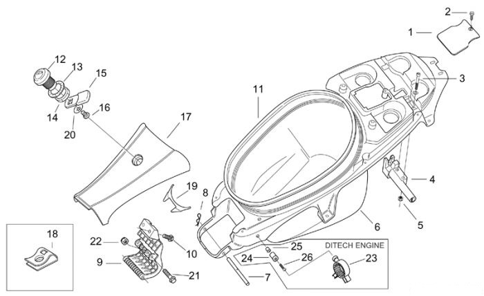 Aprilia SR 50 Di-Tech+Carb. - Fahrgestell Heckaufbau II