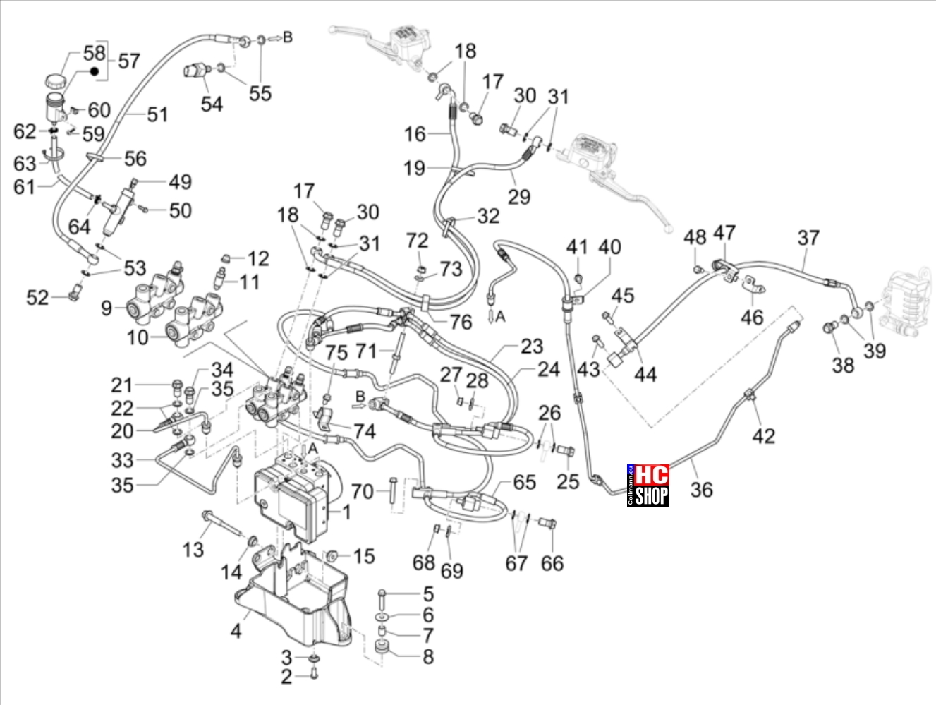 Piaggio MP3 400 hpe RST Classic-Sport Bremsanlage - Bowdenzüge