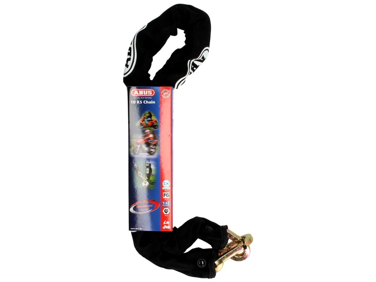 ABUS Sicherungskette 10 mm, schwarz, mit Textilschlauch – 1,10m