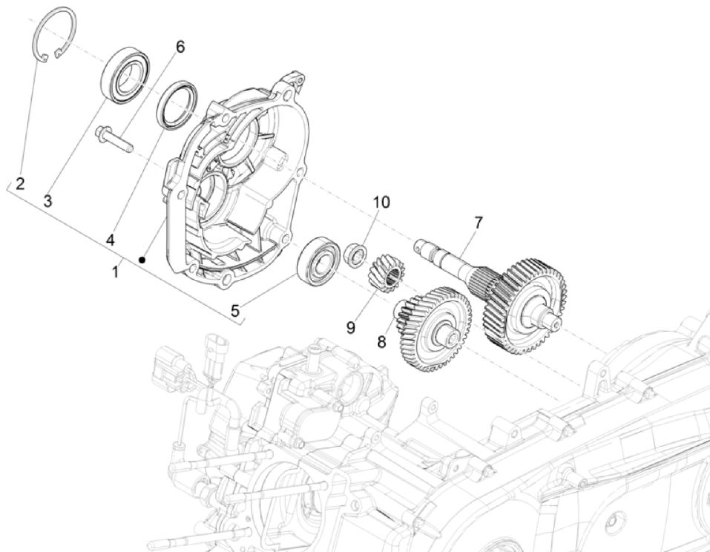 Explosionszeichnung Aprilia SR GT 400 E5+ Getriebe