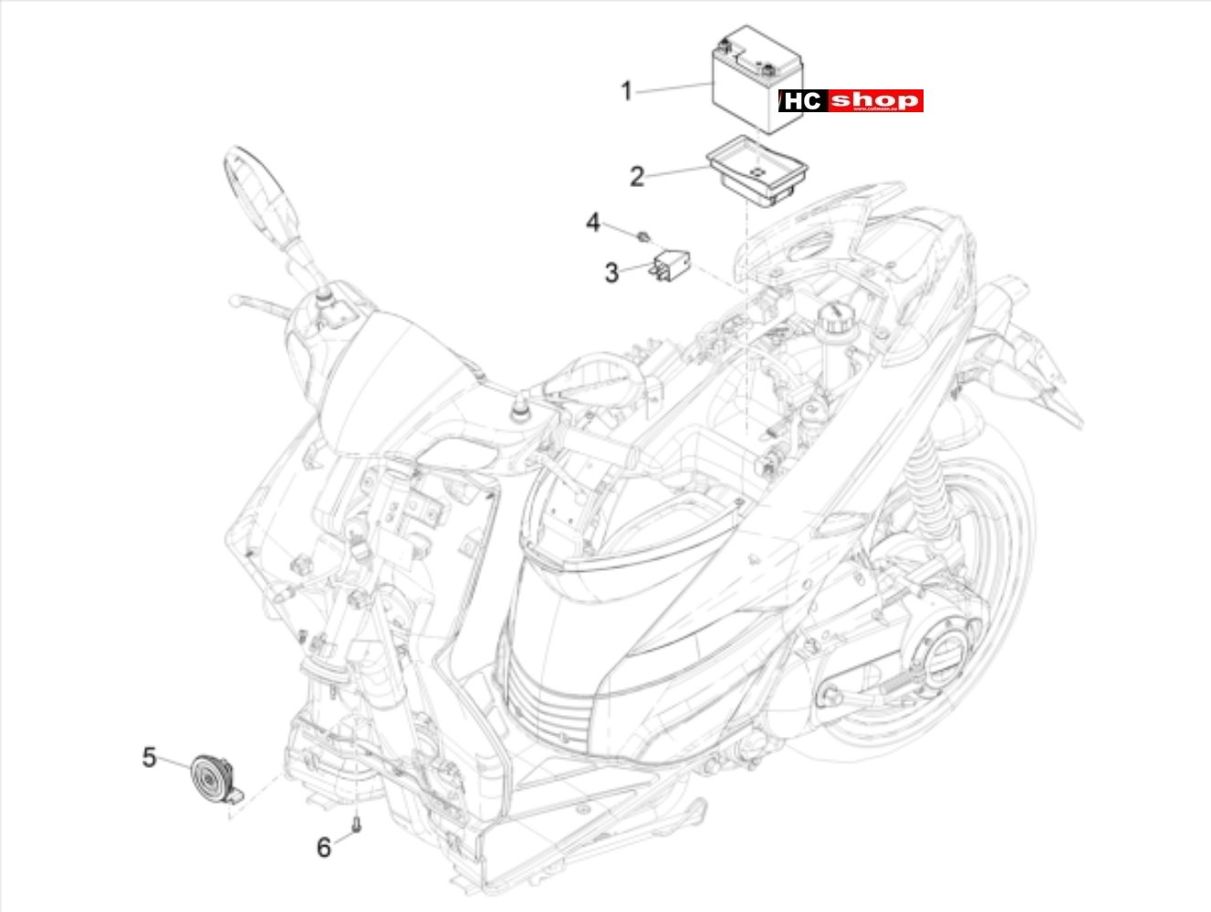 Piaggio TPH 50 2T E4 - Elektrische Anlage Fernschalter