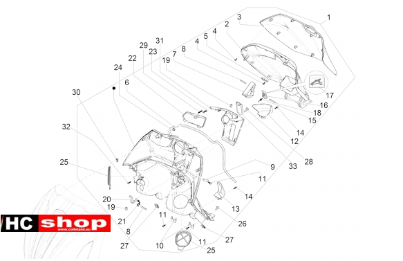 Piaggio Beverly 350 E4 Sport Touring Fahrgestell Vorderes Handschuhfach
